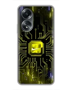 Чехол для OPPO A58 (4G) с картинкой «Nike — золотая искра»