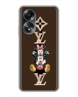 Чехол для OPPO A58 (4G) с картинкой «LV и Микки Маус»