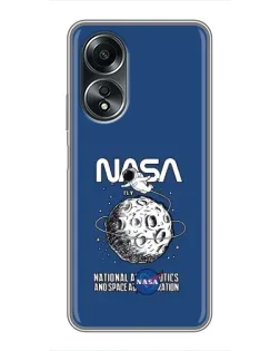 Чехол для OPPO A58 (4G) с картинкой «NASA — лунная миссия»