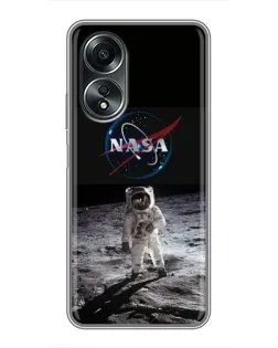 Чехол для OPPO A58 (4G) с картинкой «Астронавт на Луне»