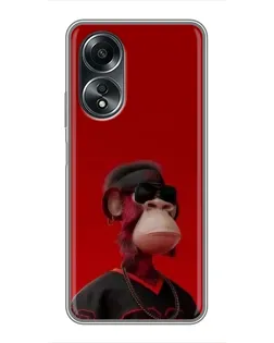 Чехол для OPPO A58 (4G) с картинкой «Bored Ape в красном»