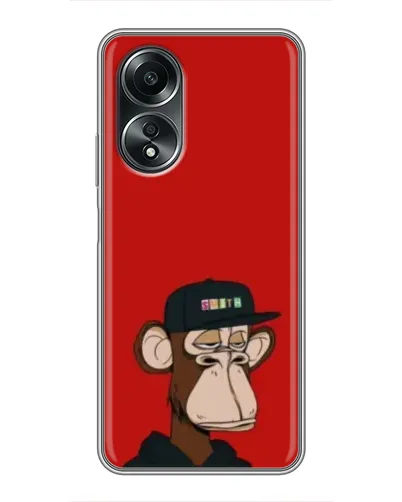 Чехол для OPPO A58 (4G) с картинкой «Bored Ape — красный фон»