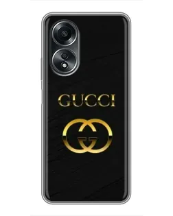 Чехол для OPPO A58 (4G) с картинкой «Золотой логотип Gucci» Чехол для OPPO A58 (4G) с картинкой «Золотой логотип Gucci»