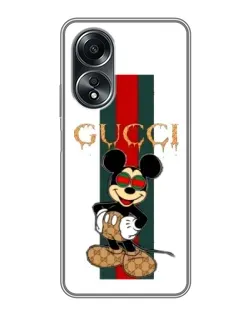 Чехол для OPPO A58 (4G) с картинкой «Микки Маус Gucci — полосы» Чехол для OPPO A58 (4G) с картинкой «Микки Маус Gucci — полосы»