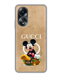 Чехол для OPPO A58 (4G) с картинкой «Микки Маус Gucci — крафт» Чехол для OPPO A58 (4G) с картинкой «Микки Маус Gucci — крафт»