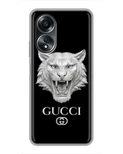 Чехол для OPPO A58 (4G) с картинкой «Gucci — серебряный лев» Чехол для OPPO A58 (4G) с картинкой «Gucci — серебряный лев»