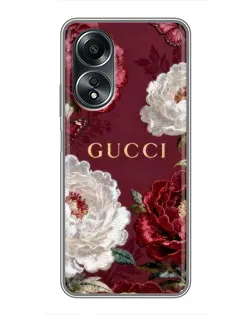 Чехол для OPPO A58 (4G) с картинкой «Gucci — бордовые розы» Чехол для OPPO A58 (4G) с картинкой «Gucci — бордовые розы»