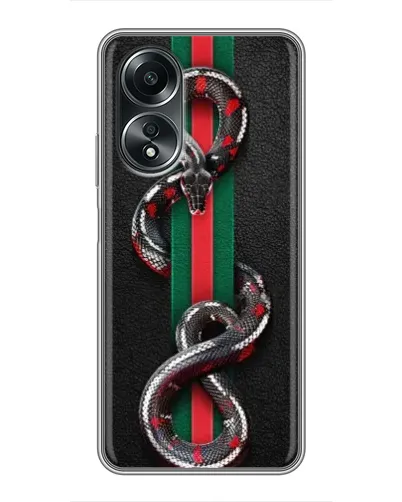 Чехол для OPPO A58 (4G) с картинкой «Gucci — змея на полосе» Чехол для OPPO A58 (4G) с картинкой «Gucci — змея на полосе»