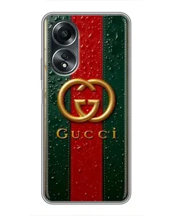 Чехол для OPPO A58 (4G) с картинкой «Gucci — фирменная полоса и золото» Чехол для OPPO A58 (4G) с картинкой «Gucci — фирменная полоса и золото»