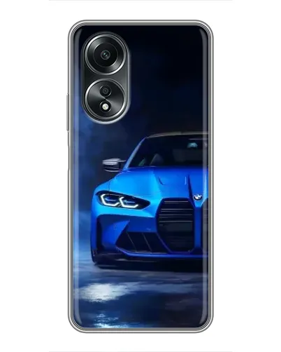 Чехол для OPPO A58 (4G) с картинкой «Голубая BMW M4»