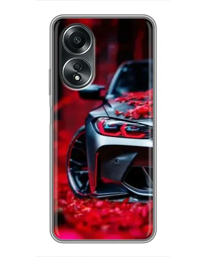 Чехол для OPPO A58 (4G) с картинкой «Спортивная BMW и цветы»