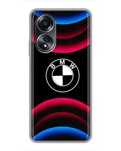 Чехол для OPPO A58 (4G) с картинкой «Логотип BMW и неоновые дуги»