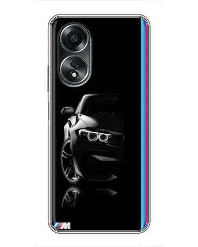 Чехол для OPPO A58 (4G) с картинкой «Силуэт BMW в темноте»