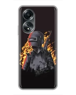 Чехол для OPPO A58 (4G) с картинкой «PUBG — огненный силуэт»