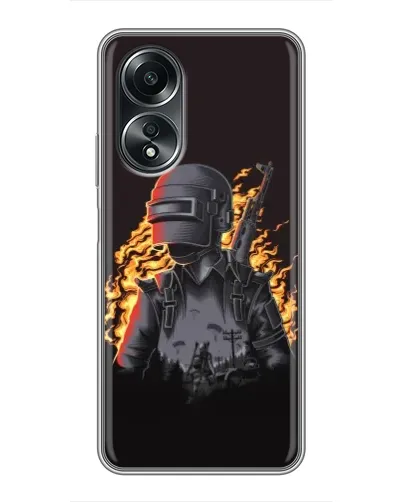Чехол для OPPO A58 (4G) с картинкой «PUBG — огненный силуэт»