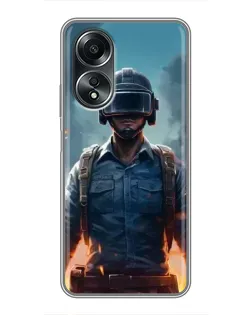 Чехол для OPPO A58 (4G) с картинкой «PUBG — реалистичный герой»