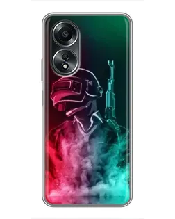 Чехол для OPPO A58 (4G) с картинкой «PUBG — огненный воин»