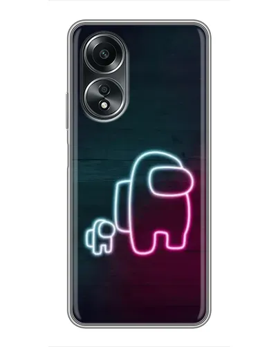 Чехол для OPPO A58 (4G) с картинкой «Among Us неон-арт»