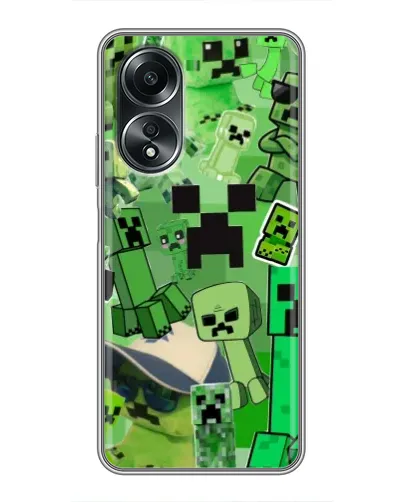 Чехол для OPPO A58 (4G) с картинкой «Криперы Minecraft»