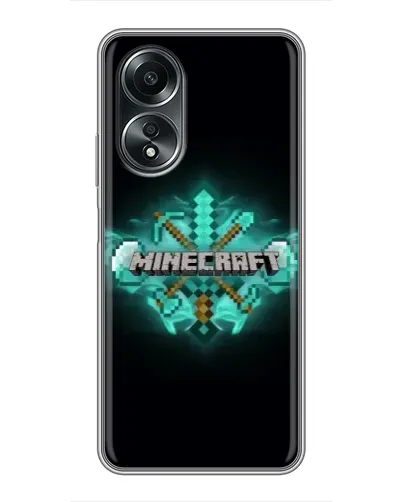 Чехол для OPPO A58 (4G) с картинкой «Minecraft Diamond лого»