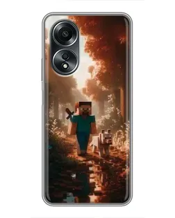 Чехол для OPPO A58 (4G) с картинкой «Стив в лесу»