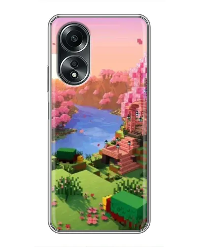 Чехол для OPPO A58 (4G) с картинкой «Розовое дерево Minecraft»