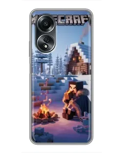 Чехол для OPPO A58 (4G) с картинкой «Зимний Minecraft»