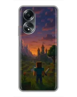 Чехол для OPPO A58 (4G) с картинкой «Стив у башни»