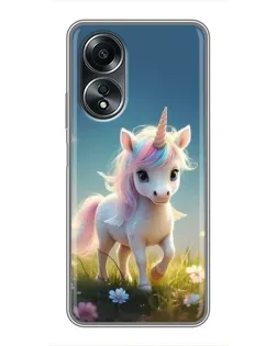 Чехол для OPPO A58 (4G) с картинкой «Единорог на поляне» Чехол для OPPO A58 (4G) с картинкой «Единорог на поляне»