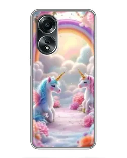 Чехол для OPPO A58 (4G) с картинкой «Радуга и единороги» Чехол для OPPO A58 (4G) с картинкой «Радуга и единороги»