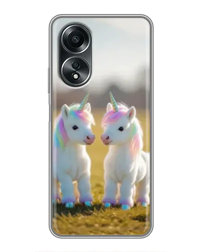 Чехол для OPPO A58 (4G) с картинкой «Пара единорогов»