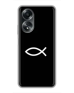 Чехол для OPPO A58 (4G) с картинкой «Символ рыбы Jesus»