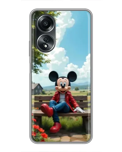 Чехол для OPPO A58 (4G) с картинкой «Микки на скамейке»