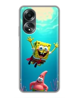 Чехол для OPPO A58 (4G) с картинкой «Спанч Боб под водой»