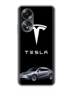 Чехол для OPPO A58 (4G) с картинкой «Tesla Model Y»