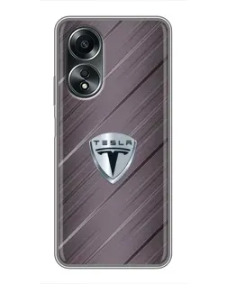 Чехол для OPPO A58 (4G) с картинкой «Металлическая текстура Tesla»