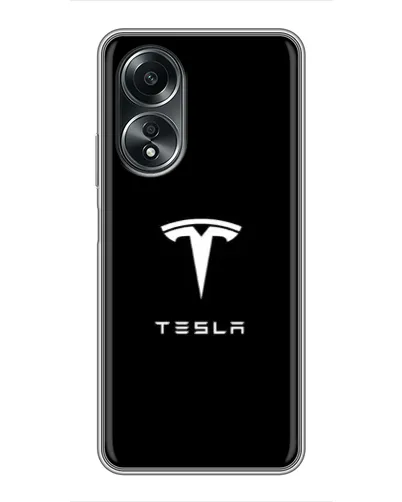 Чехол для OPPO A58 (4G) с картинкой «Tesla White Logo»