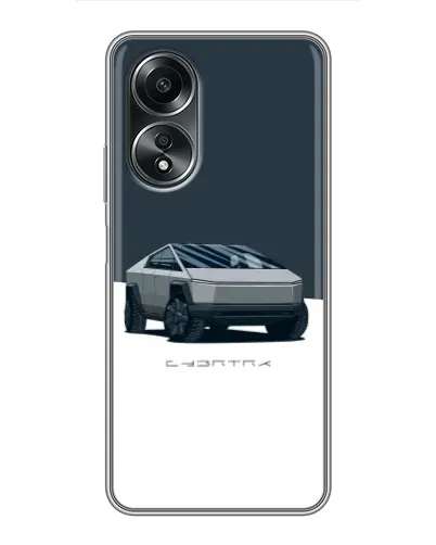 Чехол для OPPO A58 (4G) с картинкой «Серебристый Cybertruck Tesla»