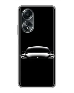 Чехол для OPPO A58 (4G) с картинкой «Фары Tesla Night»