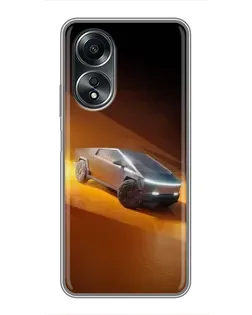 Чехол для OPPO A58 (4G) с картинкой «Cybertruck в пустыне»