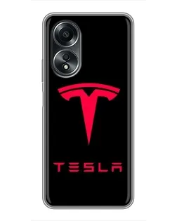 Чехол для OPPO A58 (4G) с картинкой «Tesla Red Logo»