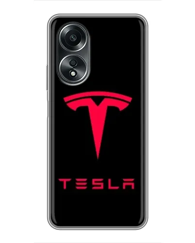 Чехол для OPPO A58 (4G) с картинкой «Tesla Red Logo»