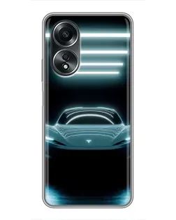 Чехол для OPPO A58 (4G) с картинкой «Tesla в неоне»