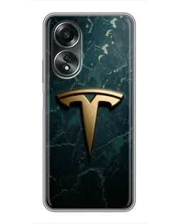 Чехол для OPPO A58 (4G) с картинкой «Мраморная Tesla Gold»