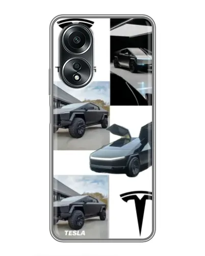 Чехол для OPPO A58 (4G) с картинкой «Коллаж Cybertruck Tesla»