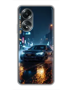Чехол для OPPO A58 (4G) с картинкой «Ночной город и Audi»