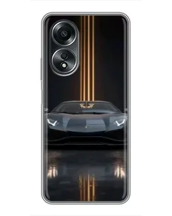 Чехол для OPPO A58 (4G) с картинкой «Lamborghini золотые линии»