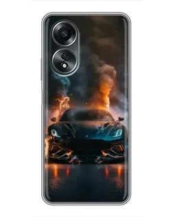 Чехол для OPPO A58 (4G) с картинкой «Lamborghini дымная эстетика»