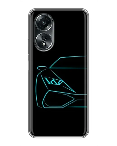 Чехол для OPPO A58 (4G) с картинкой «Голубой силуэт Lamborghini»