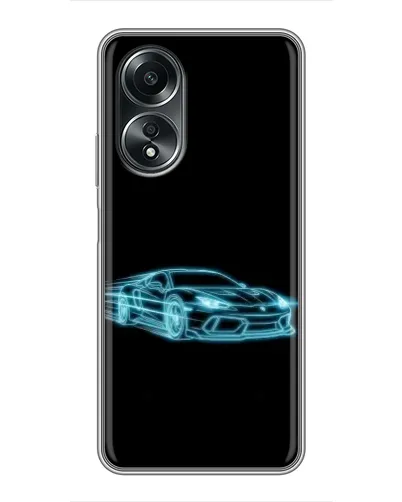 Чехол для OPPO A58 (4G) с картинкой «Неоновый контур Lamborghini»